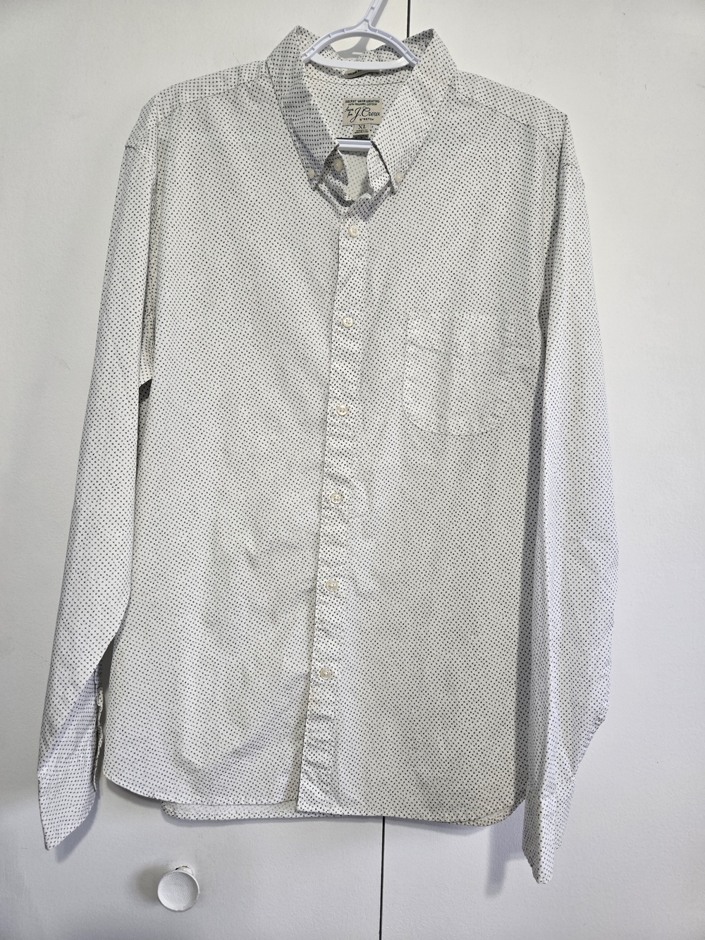 J.Crew Secret Wash Shirt XL Slim Untucked Organic Cotton Button Down Print